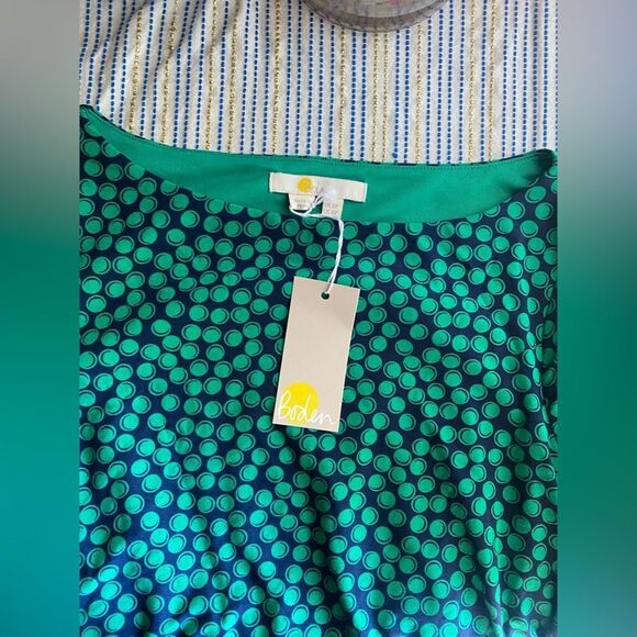 Boden Nellie 3/4 Sleeve Jersey Dress Size 4p Green Navy NWT - Picture 8 of 13
